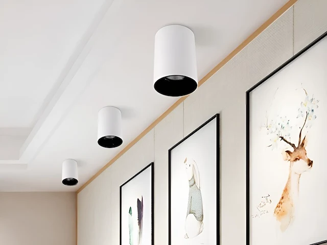 8 x gu10 opbouwspot armatuur cilinder zand wit en zwart - afbeelding 1 van  6