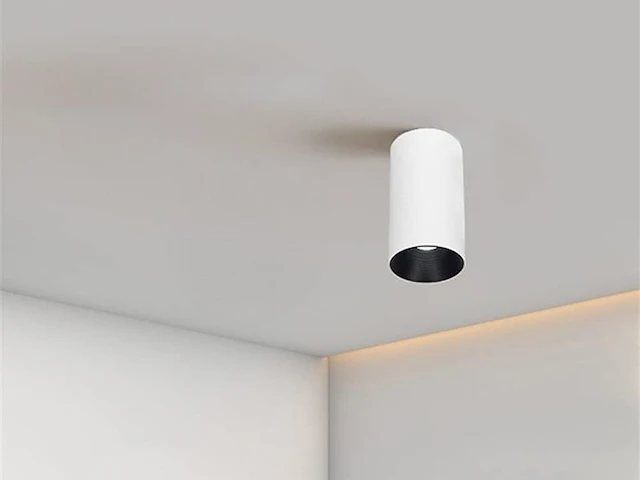 8 x gu10 opbouwspot armatuur cilinder zand wit en zwart - afbeelding 3 van  6