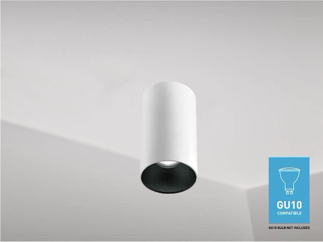 8 x gu10 opbouwspot armatuur cilinder zand wit en zwart - afbeelding 4 van  6