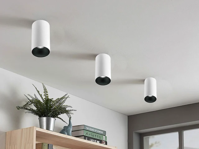 8 x gu10 opbouwspot armatuur cilinder zand wit en zwart - afbeelding 5 van  6