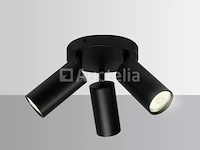 8 x gu10 ronde oppervlakte armatuur – 3 verstelbare spots – zwart – aluminium – ø150 mm – ip20 - afbeelding 1 van  5