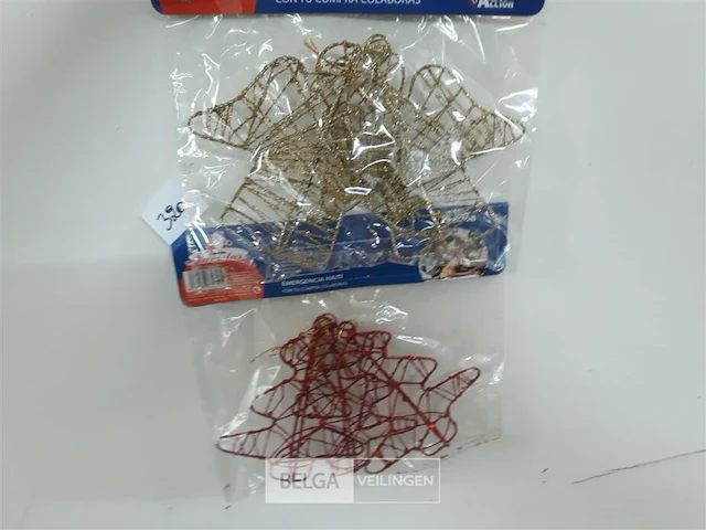 8 x hangdeco kerstboom 3 stuks / engel 2 stuks rood/goud - afbeelding 3 van  3