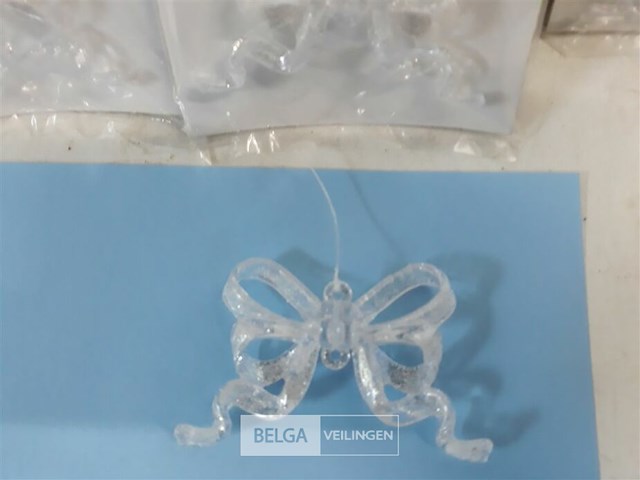 8 x hangdeco kerstboom strik transparant 3 stuks - afbeelding 3 van  3