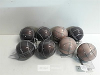 8 x kerstbal 8 cm glas met lijnen 2 assorti - afbeelding 1 van  3