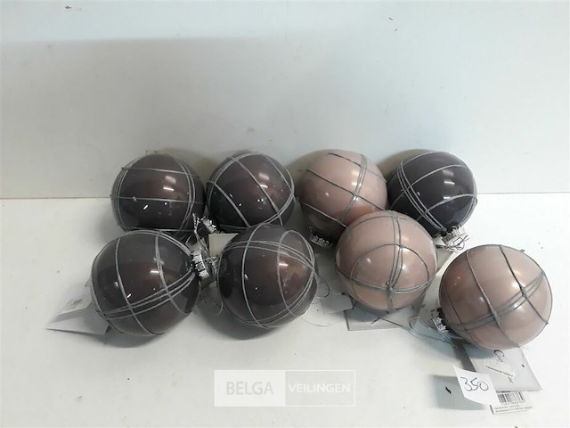 8 x kerstbal 8 cm glas met lijnen 2 assorti - afbeelding 2 van  3