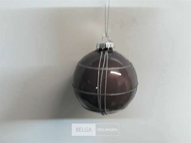 8 x kerstbal 8 cm glas met lijnen 2 assorti - afbeelding 3 van  3