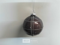 8 x kerstbal 8 cm glas met lijnen 2 assorti - afbeelding 3 van  3