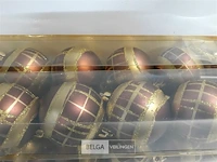 8 x kerstbal pvc bruin/goud 6 stuks 5,5 cm - afbeelding 3 van  3