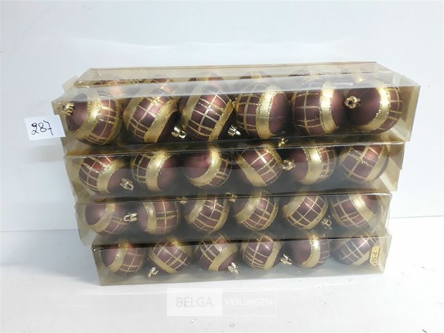 8 x kerstbal pvc bruin/goud 6 stuks 5,5 cm - afbeelding 1 van  3