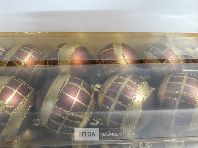 8 x kerstbal pvc bruin/goud 6 stuks 5,5 cm - afbeelding 3 van  3