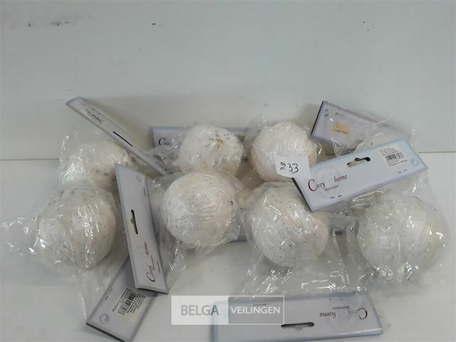 8 x kerstbal pvc wit met glitter - afbeelding 2 van  3