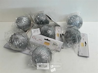 8 x kerstbal pvc zilver met glitter + pluimen 8 cm - afbeelding 2 van  3