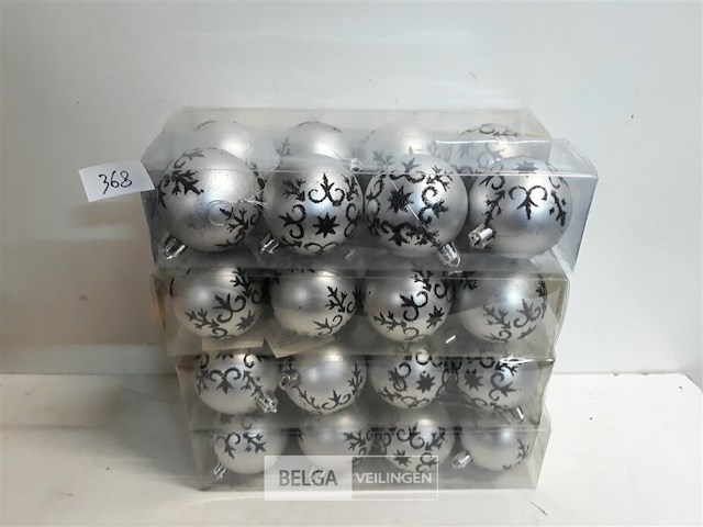 8 x kerstballen 5 cm pvc zilver zwart - afbeelding 2 van  3