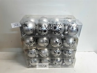8 x kerstballen 5 cm pvc zilver zwart - afbeelding 2 van  3