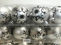 8 x kerstballen 5 cm pvc zilver zwart - afbeelding 3 van  3