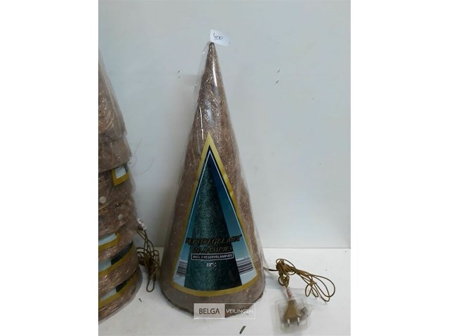 8 x kerstkegel 50 cm met 20 lampen goud - afbeelding 3 van  3