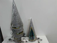 8 x kerstkegel 50 cm met 20 lampen zilver - afbeelding 2 van  3