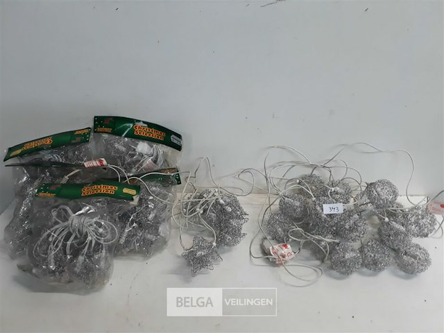 8 x kerstverlichting 10 lampen zilver ster/bal - afbeelding 1 van  3