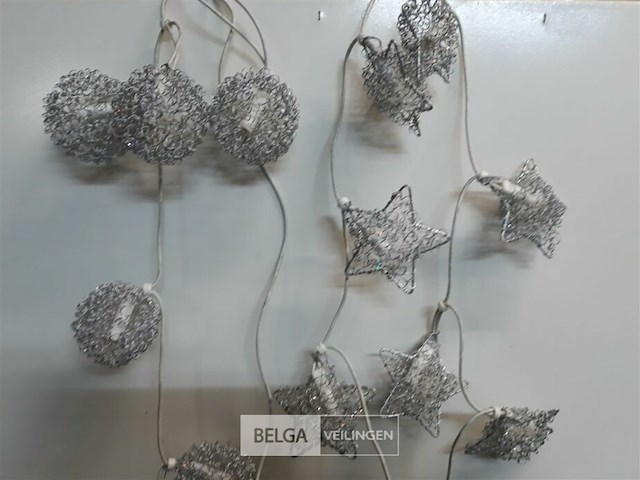 8 x kerstverlichting 10 lampen zilver ster/bal - afbeelding 3 van  3
