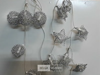 8 x kerstverlichting 10 lampen zilver ster/bal - afbeelding 3 van  3