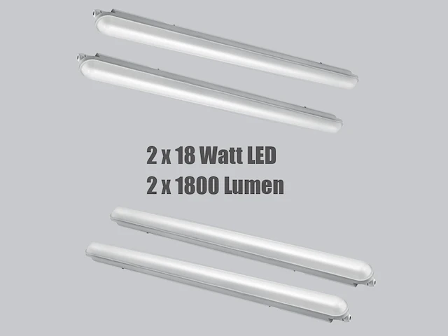 8 x led armatuur 18 watt, 4000k, ip65 - afbeelding 1 van  8