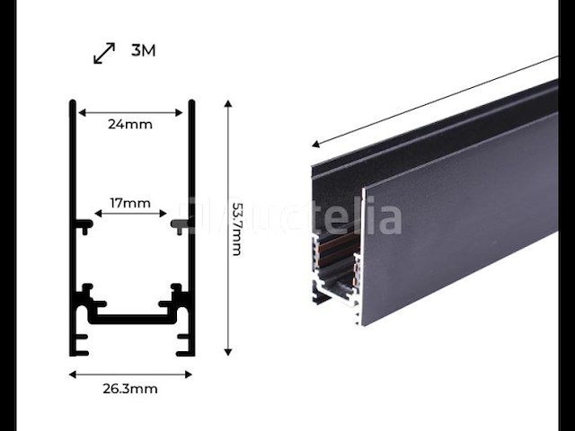 8 x magnetische rail in opbouw 20mm 48v - 3 meter - afbeelding 5 van  5