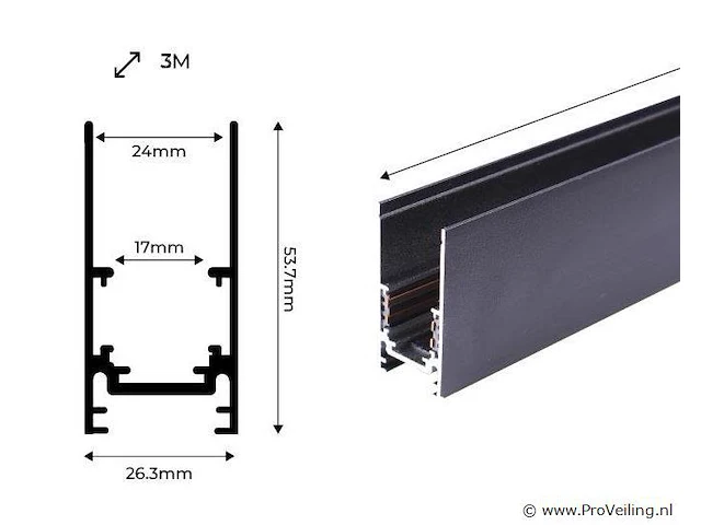 8 x magnetische rail in opbouw 20mm 48v - 3 meter - afbeelding 5 van  5