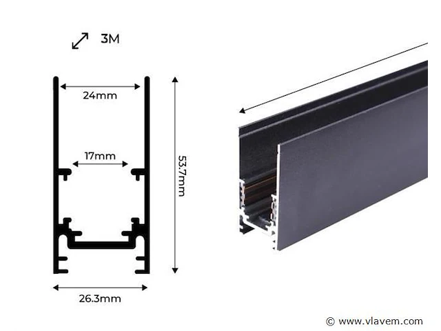 8 x magnetische rail in opbouw 20mm 48v - 3 meter - afbeelding 5 van  5