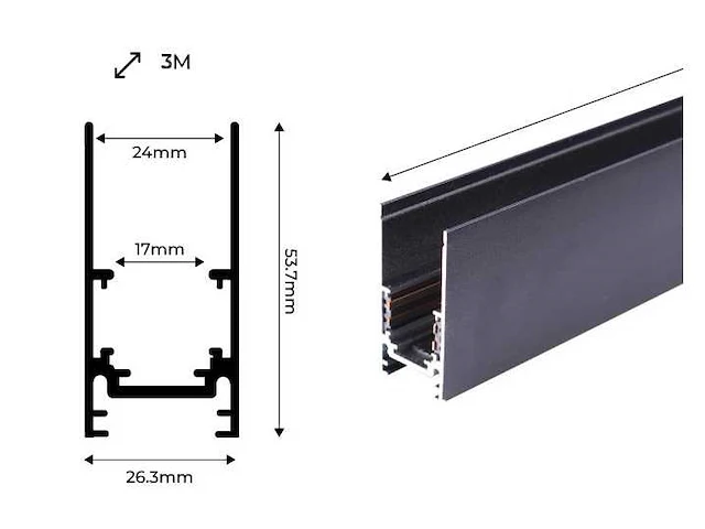 8 x magnetische rail in opbouw 20mm 48v - 3 meter - afbeelding 5 van  5