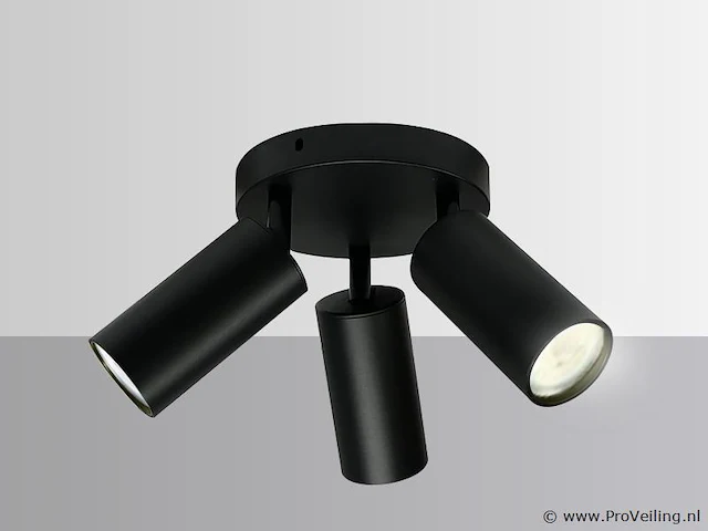 8 x ronde opbouwarmatuur gu10 – 3 draaibare spots – zwart – aluminium – ø150 mm – ip20 - afbeelding 4 van  5