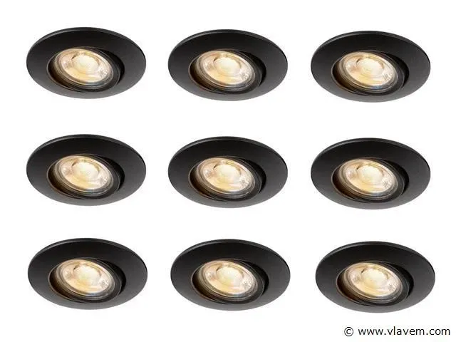 8 x slv badkamer led inbouwspots zwart - afbeelding 1 van  6