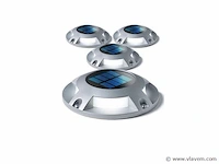 8 x solar 4 lichts led grond spot zilver - afbeelding 1 van  8