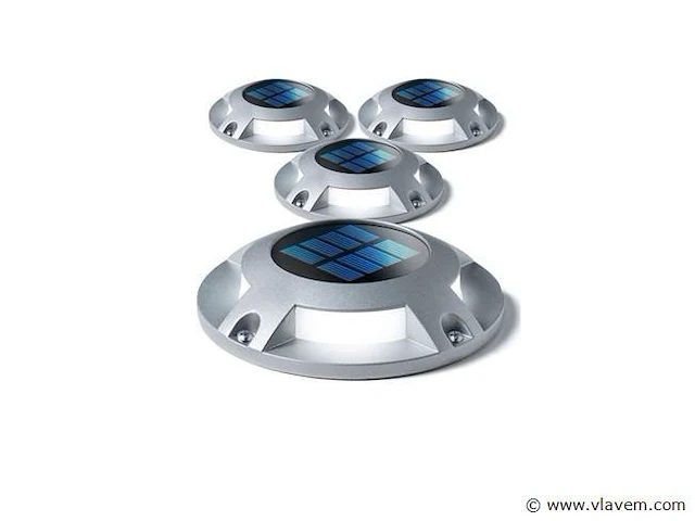 8 x solar 4 lichts led grond spot zilver - afbeelding 8 van  8