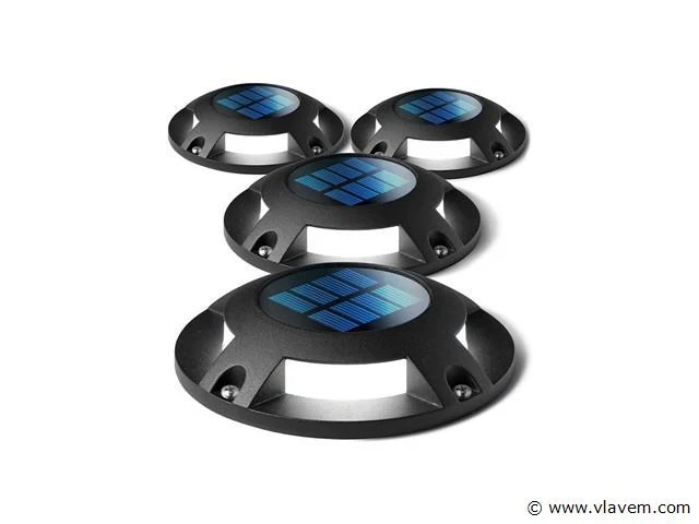 8 x solar 4 lichts led grond spot zwart - afbeelding 1 van  8