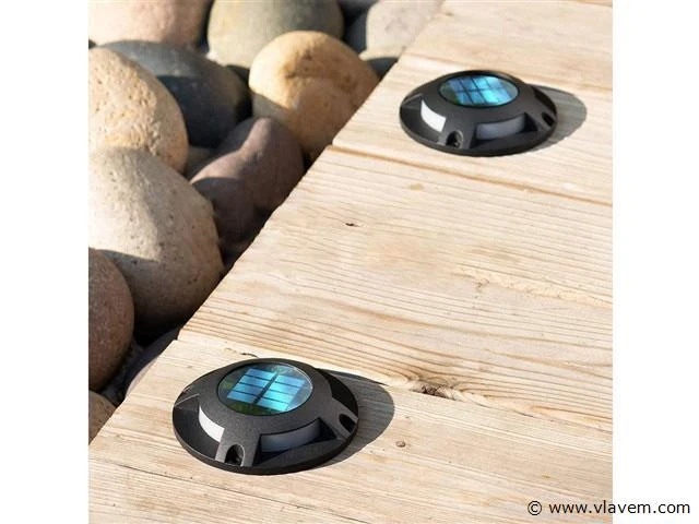 8 x solar 4 lichts led grond spot zwart - afbeelding 3 van  8