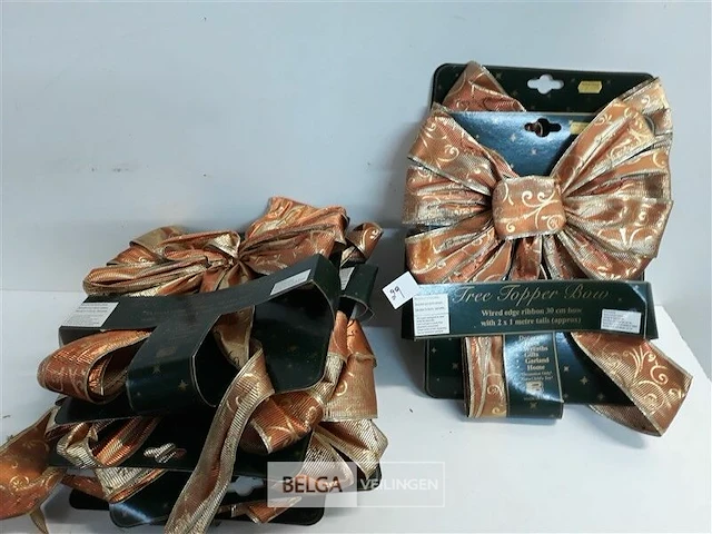 8 x strik roestkleur 30 cm met lint 1m - afbeelding 1 van  3
