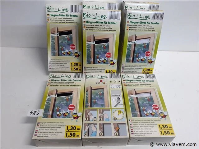 8 x vliegendraad 4x zwart 4x wit 1,3x1,5 m - afbeelding 1 van  2
