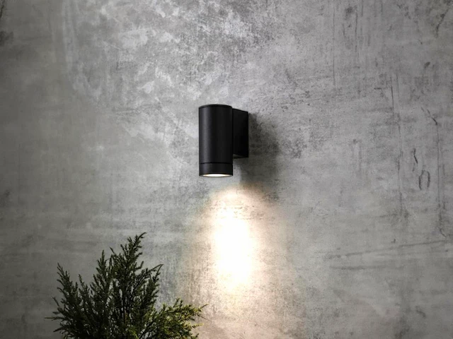 8 x wandlamp cilinder gu10 fitting zand zwart waterdicht - afbeelding 2 van  3