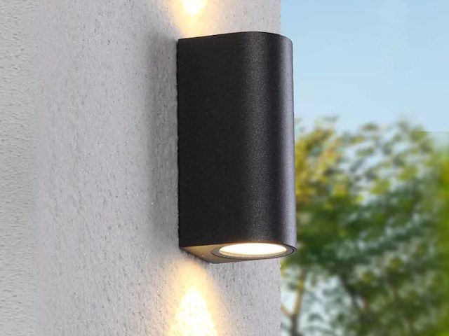 8 x wandlamp halfrond gu10 duo fitting zwart waterdicht - afbeelding 3 van  7