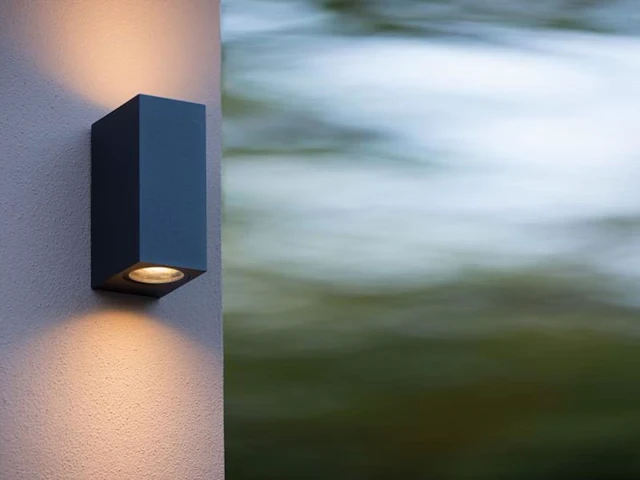 8 x wandlamp rechthoekig gu10 duo fitting zwart waterdicht - afbeelding 1 van  9