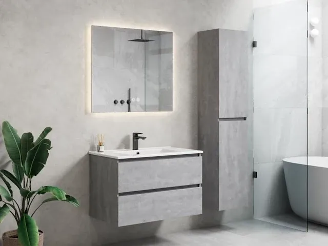 80cm badkamermeubelset - kleur: beton grijs - afbeelding 1 van  2