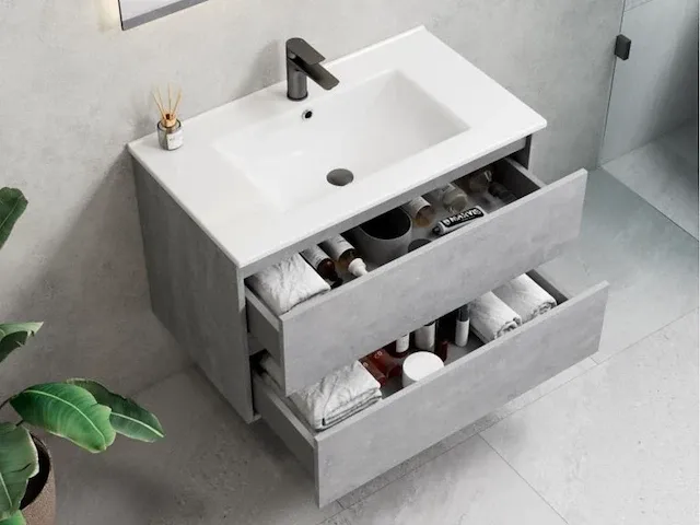 80cm badkamermeubelset - kleur: beton grijs - afbeelding 2 van  2