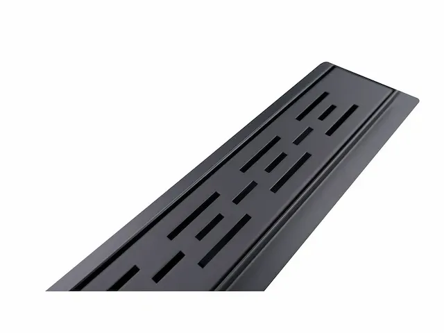 80cm linea mat zwart douchegoot design met streep gaten - afbeelding 1 van  6