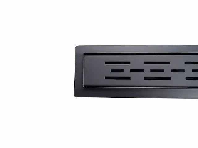 80cm linea mat zwart douchegoot design met streep gaten - afbeelding 2 van  6