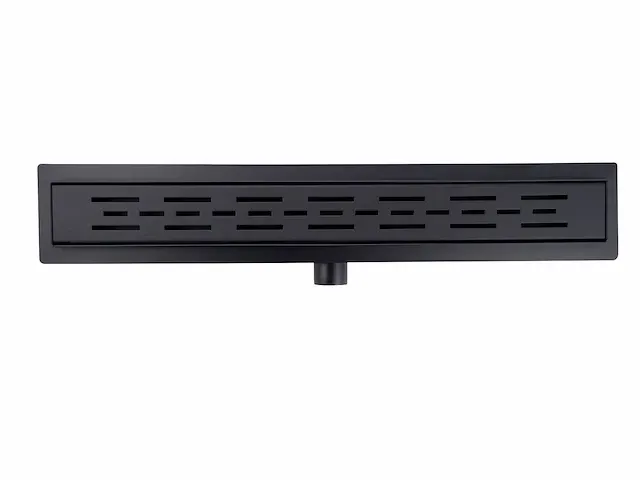 80cm linea mat zwart douchegoot design met streep gaten - afbeelding 3 van  6