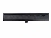 80cm linea mat zwart douchegoot design met streep gaten - afbeelding 3 van  6