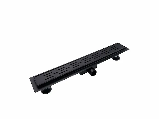 80cm linea mat zwart douchegoot design met streep gaten - afbeelding 4 van  6