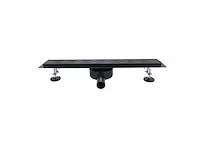 80cm linea mat zwart douchegoot design met streep gaten - afbeelding 5 van  6