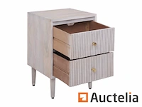 [8408-073] witte gebroken mango met 2 lades tafel - afbeelding 3 van  4