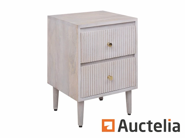 [8408-073] witte gebroken mango met 2 lades tafel - afbeelding 4 van  4